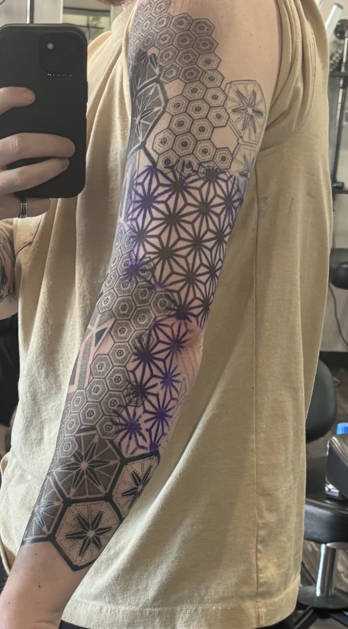 Geometric honeycomb and flower of life full arm sleeve